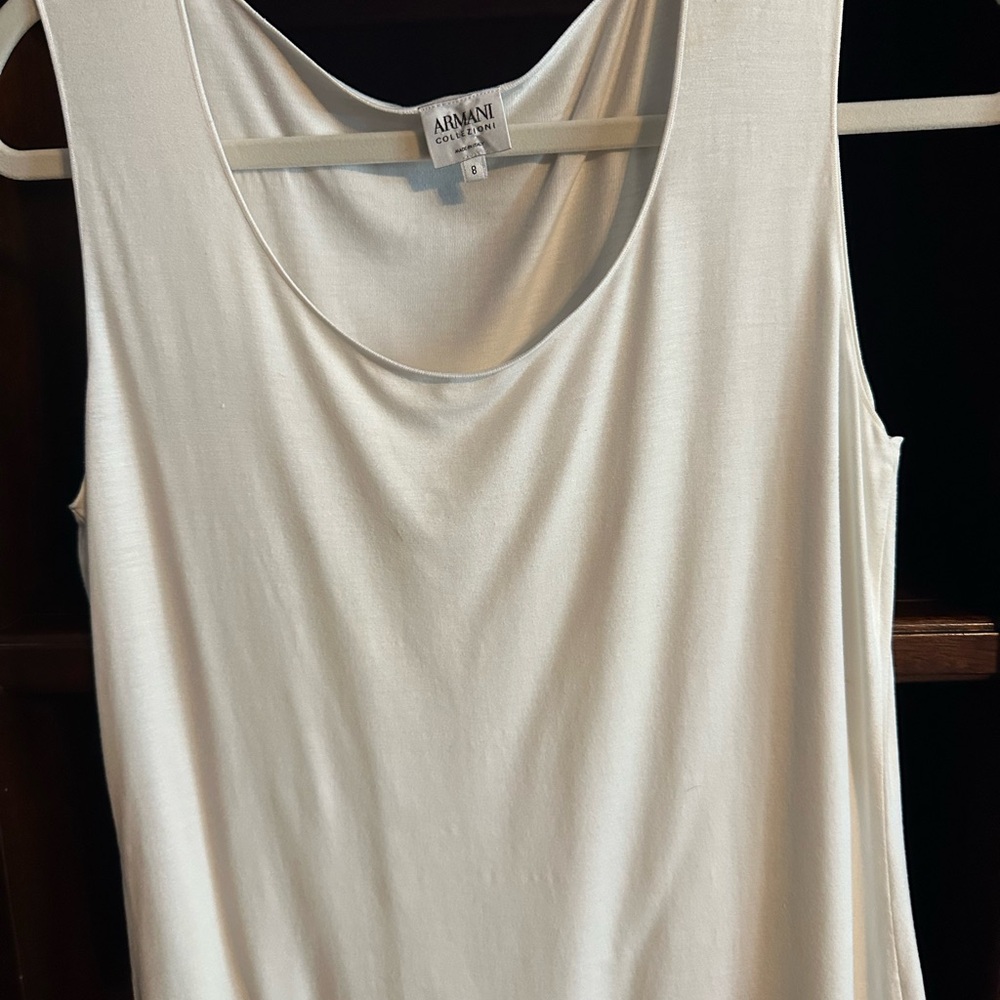 Armani Collezioni Cream Fitted Sleeveless Tank Top